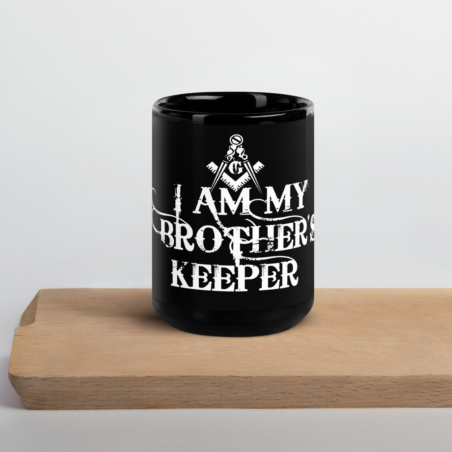 I Am My Brothers Keeper Masonic Black Glossy Mug